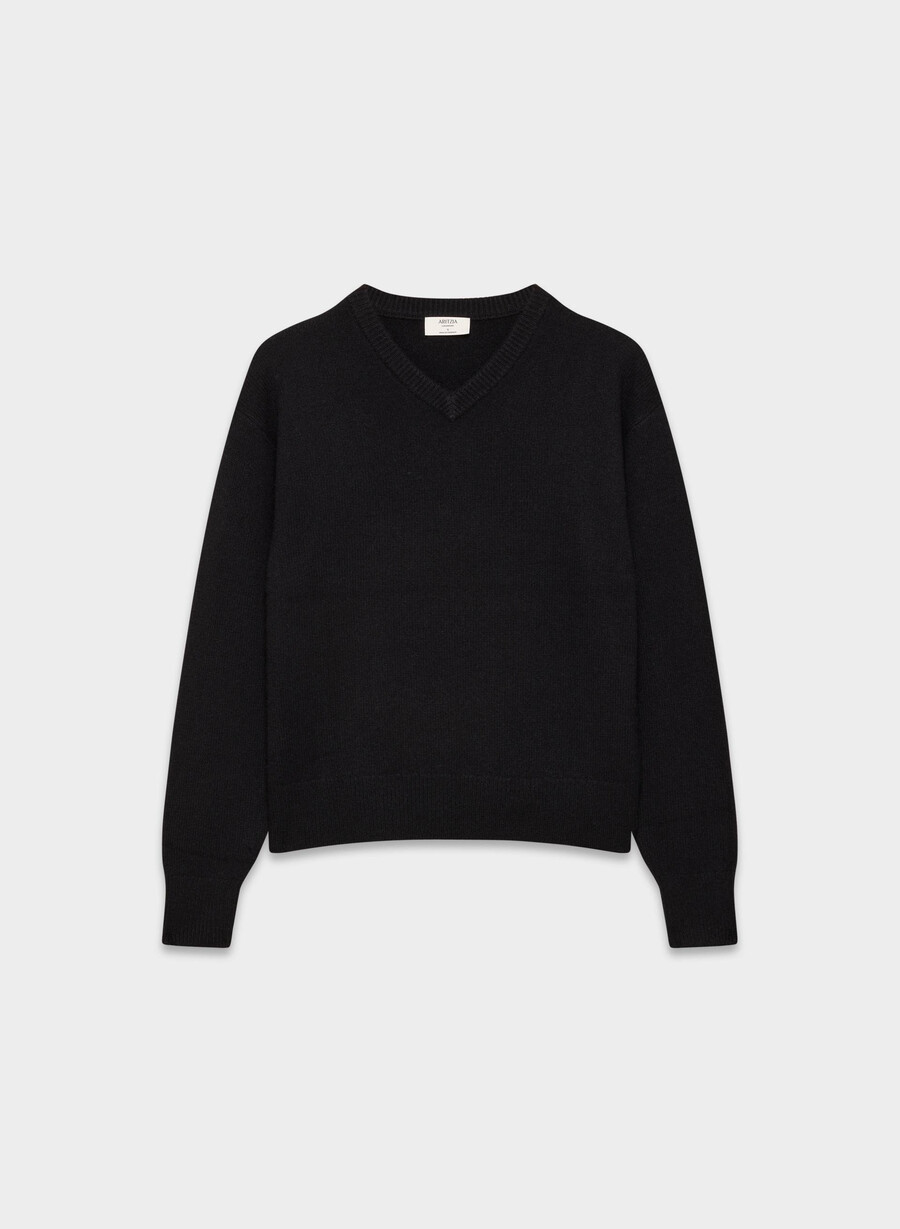 エッセンシャルカシミア リラックスvネックセーター 無染色 spck オートベージュ