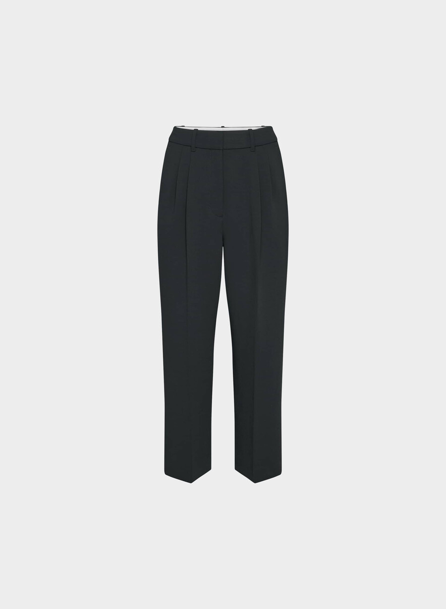 エフォートレスパンツ カーブフィット クロップドパンツ - クレペット ブラック