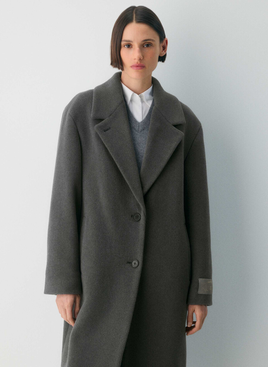 唯一のコート - ソフトウールカシミア ヘザーチャコール