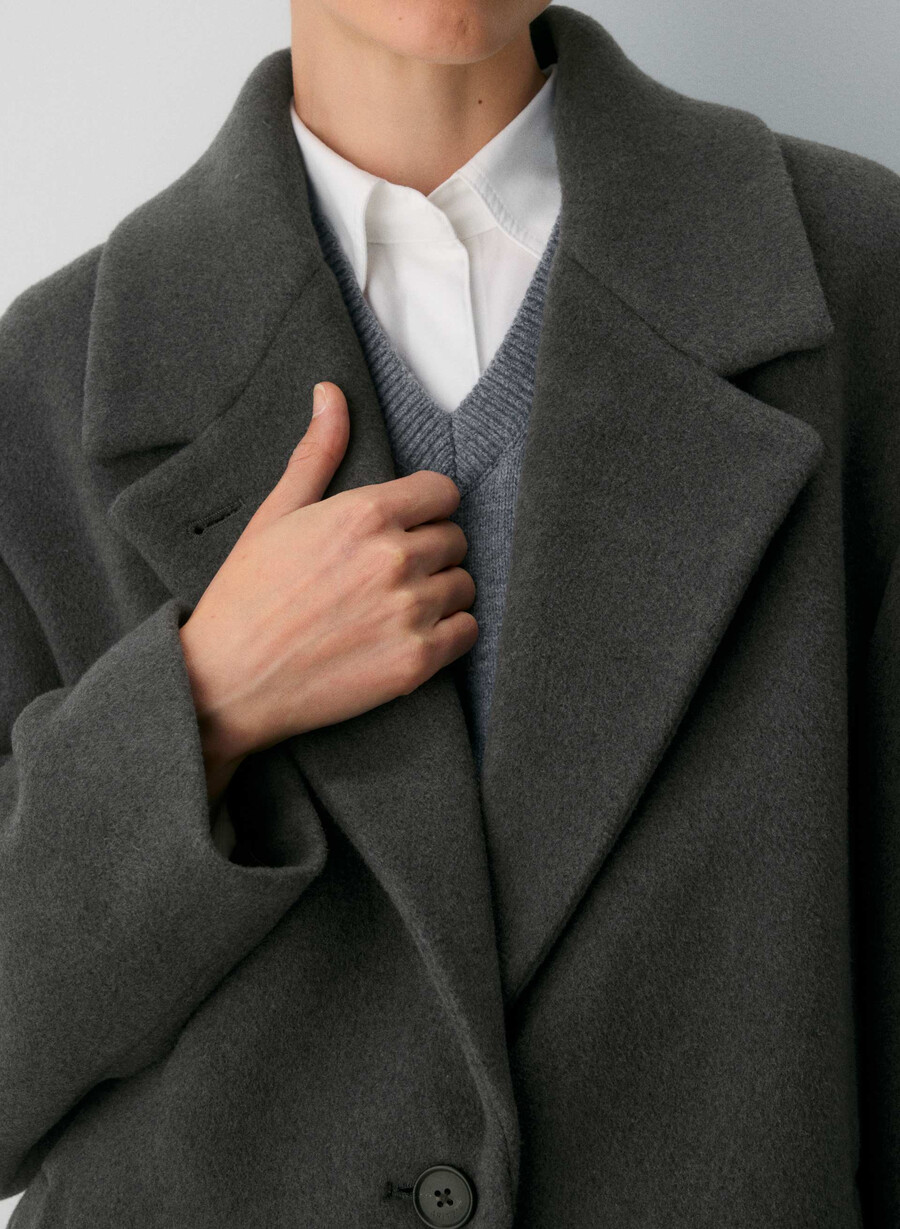 唯一のコート - ソフトウールカシミア ヘザーチャコール