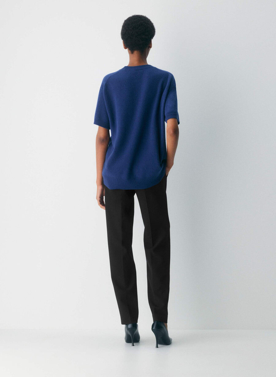 フェザーカシミア リラックス 半袖セーター byron blue